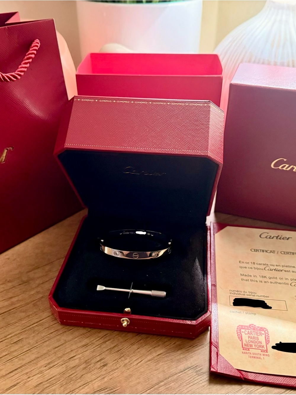 Vintage Cartier Love Bracelet in White Gold